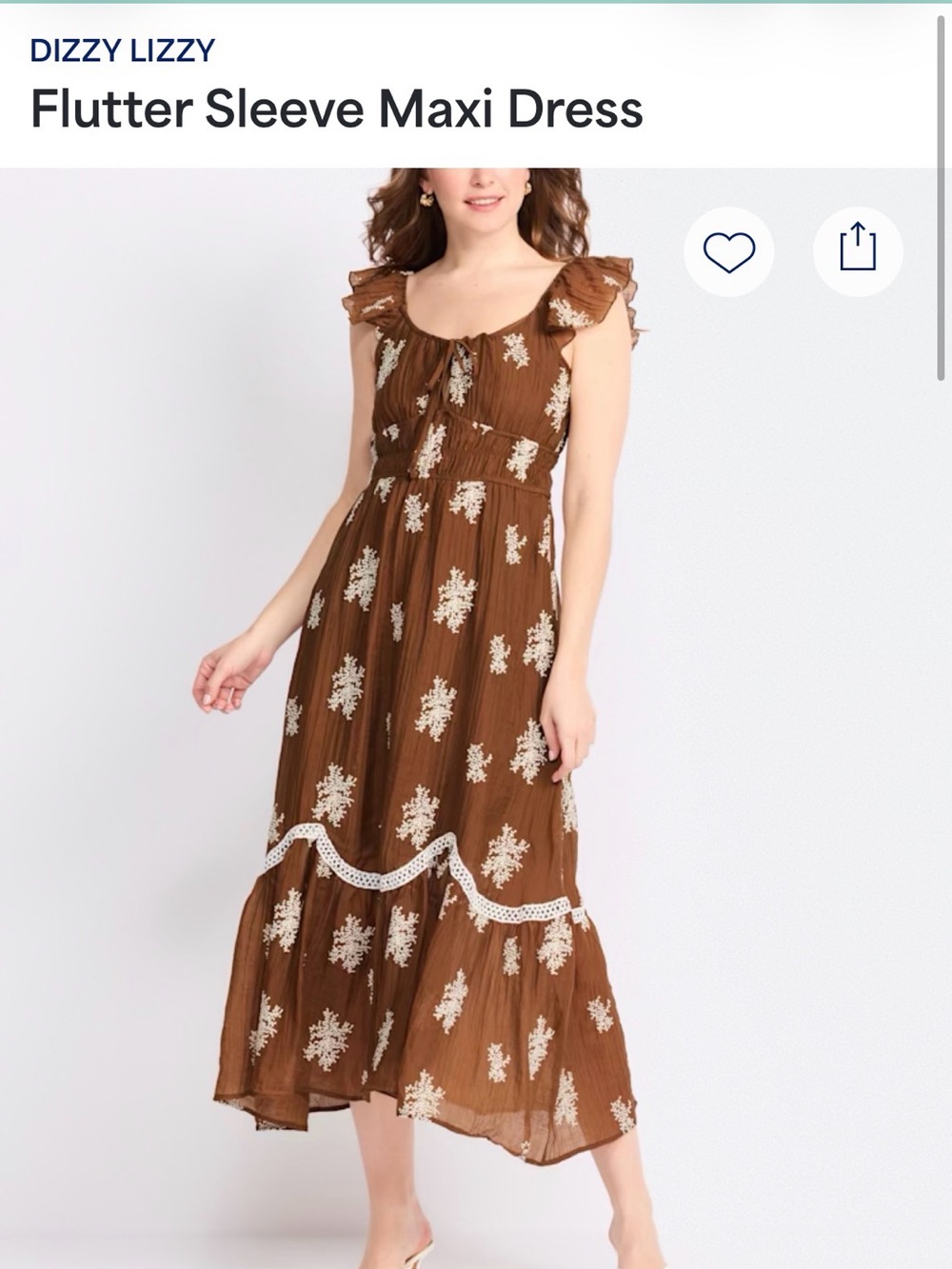Dizzy Lizzy Flutter Sleeve Maxi Dress